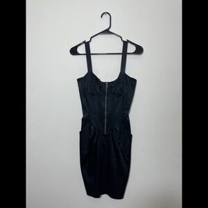 Vintage Betsey Johnson Black Satin Corset Mini Dress